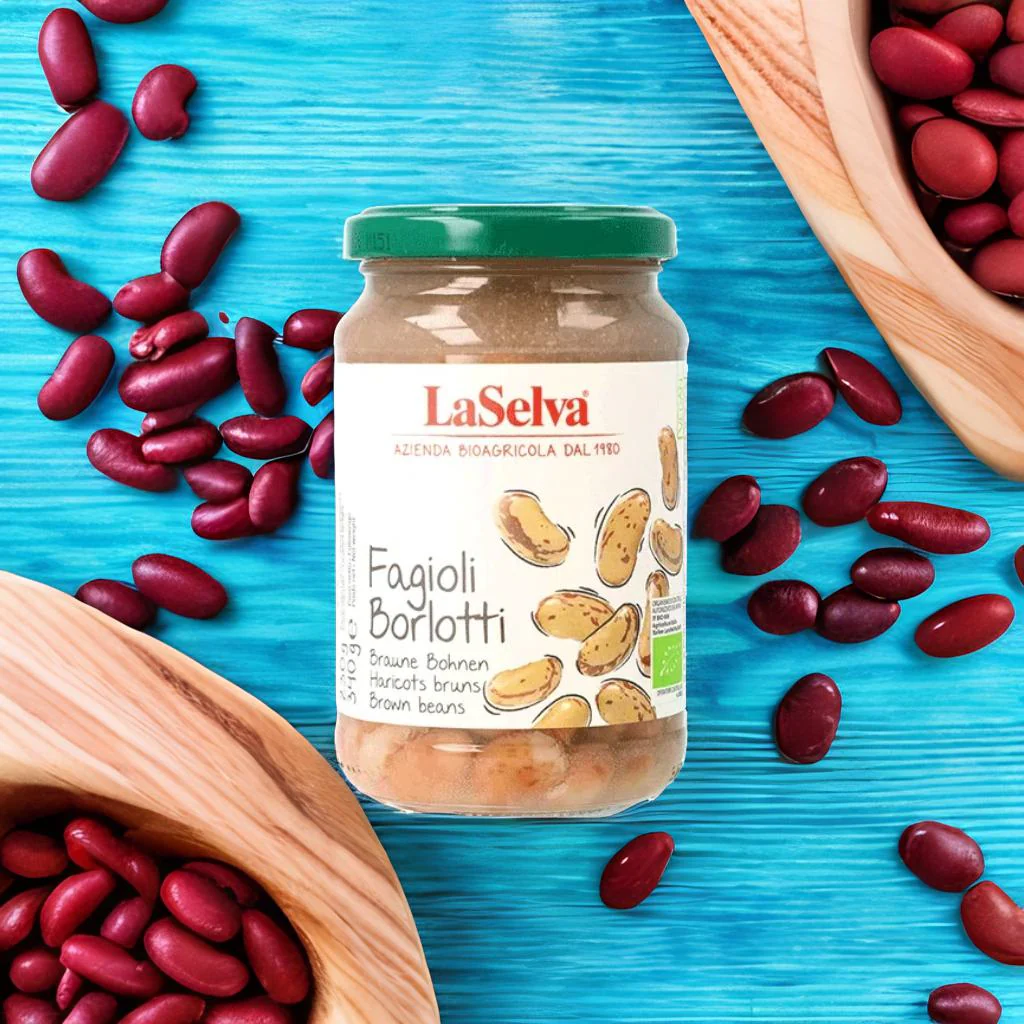 Organic boiled borlotti beans La Selva Organic farm